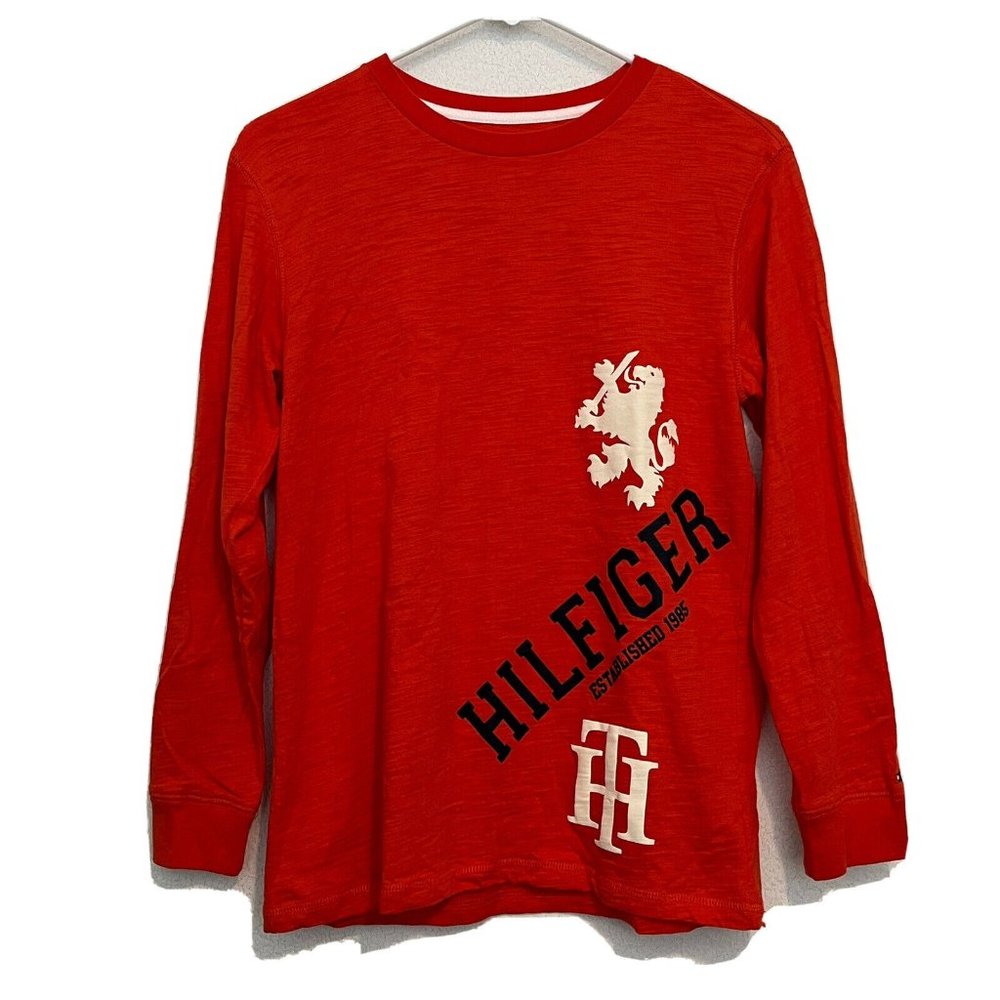 2012 Tommy Hilfiger Orange Long Sleeved Shirt Youth Medium 12/14 Lion Crest